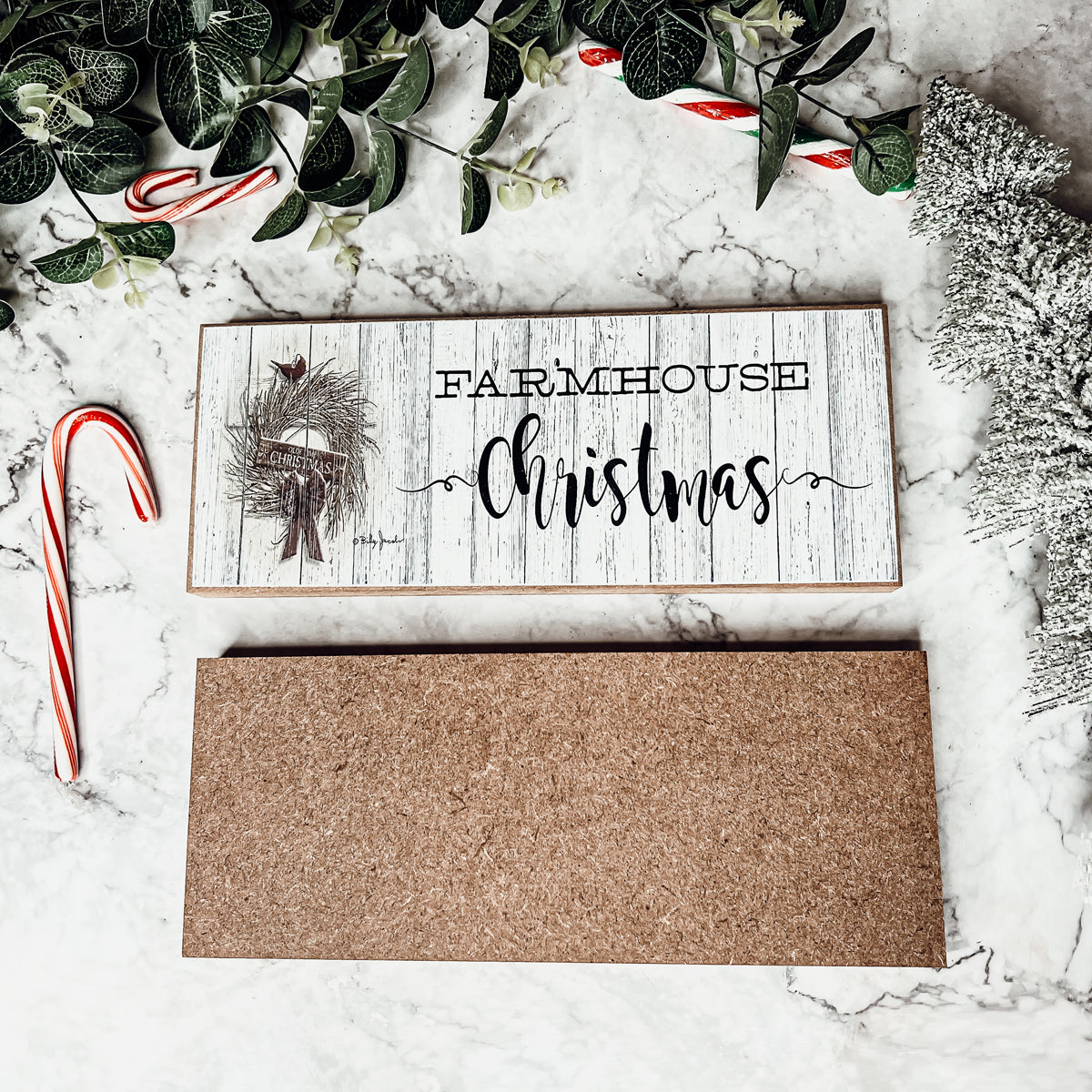 Bauernhaus-Weihnachtsschild Holz Rustikales Weihnachtsdekor Minimalistisch Neutral 10x4