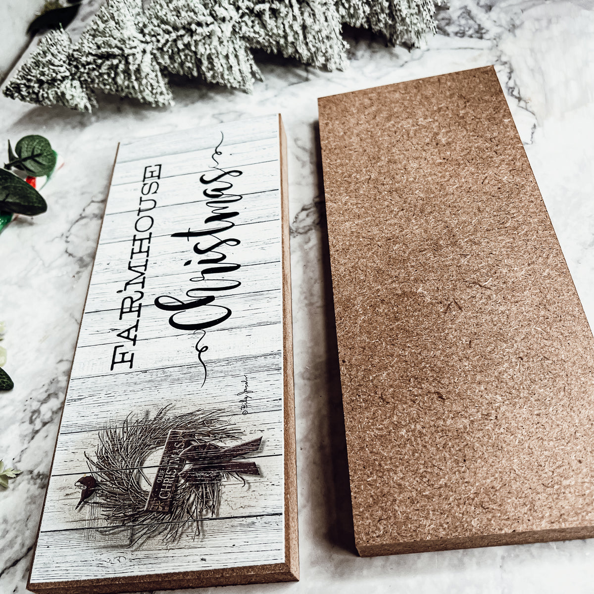 Bauernhaus-Weihnachtsschild Holz Rustikales Weihnachtsdekor Minimalistisch Neutral 10x4