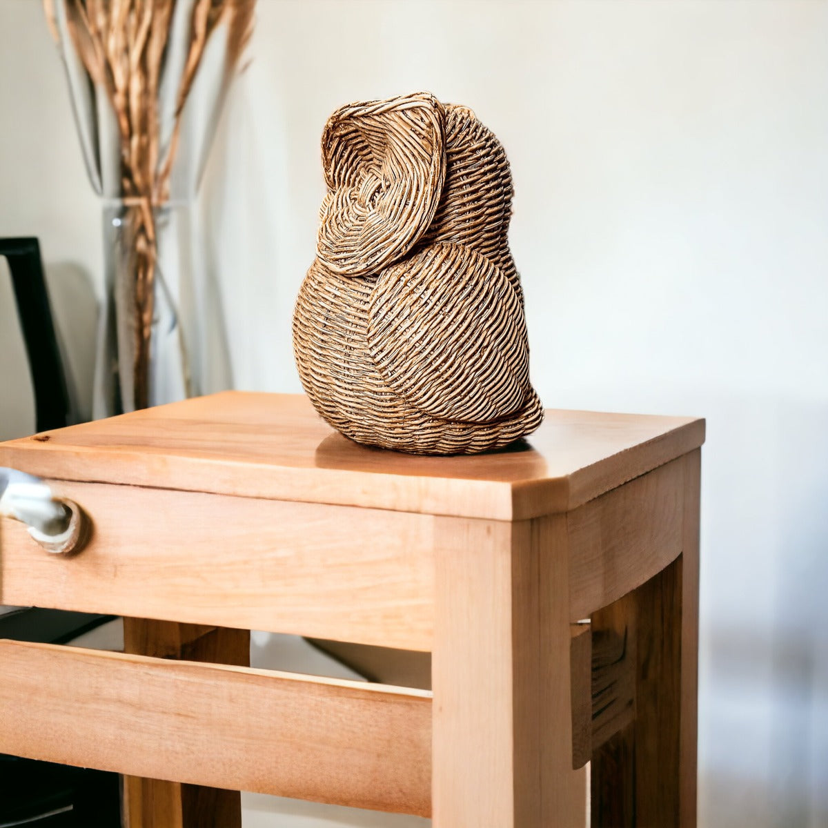 Basket Weave Owl Figurine Resin Rustic Owl Bookend Tabletop Accent Home Decor