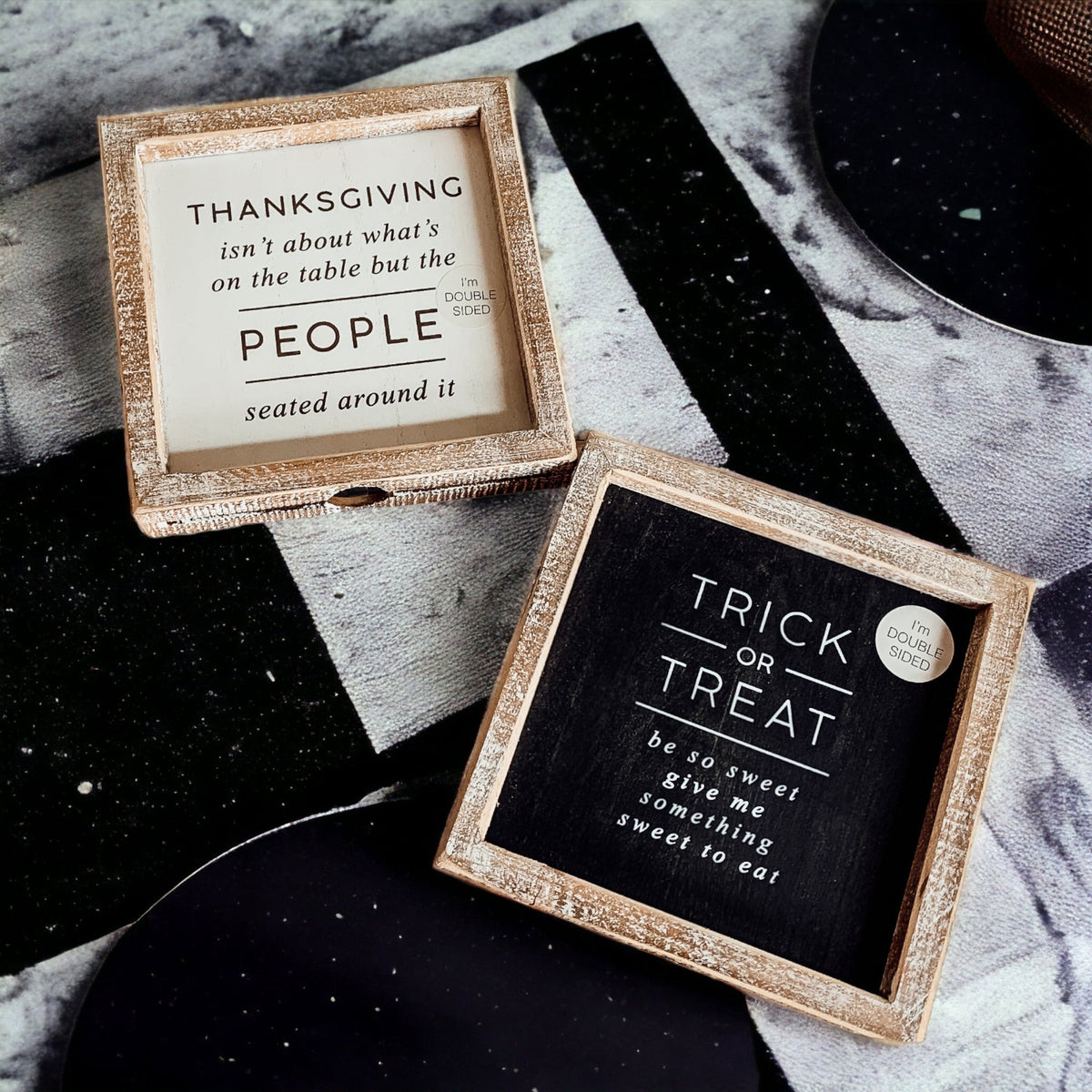 Beidseitiges Halloween- zu Erntedankfest-Wendeschild für die Veranda, 2-in-1-Herbstdeko