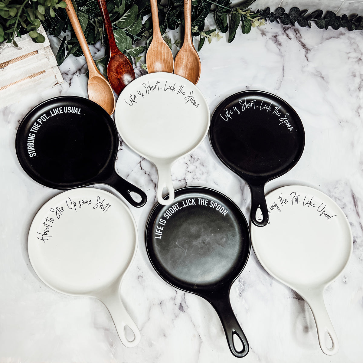 Löffelablage und Holzlöffel-Set, Farbauswahl, individuelles Zitat, Küchengeschenk
