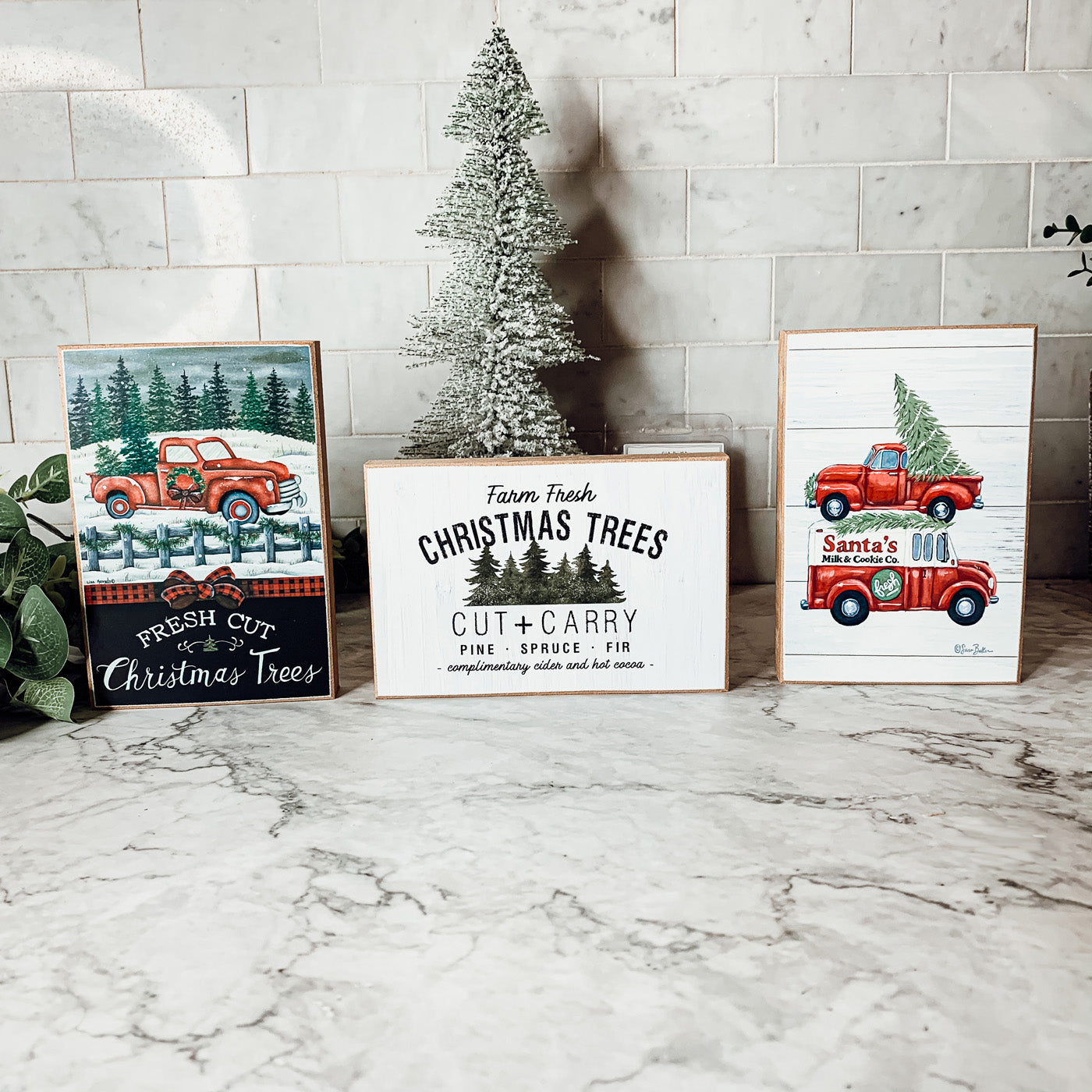 Panneau en bois « Lait et biscuits du Père Noël » – Décoration rustique de Noël pour la veille de Noël, plaque de cuisine de boulangerie festive.