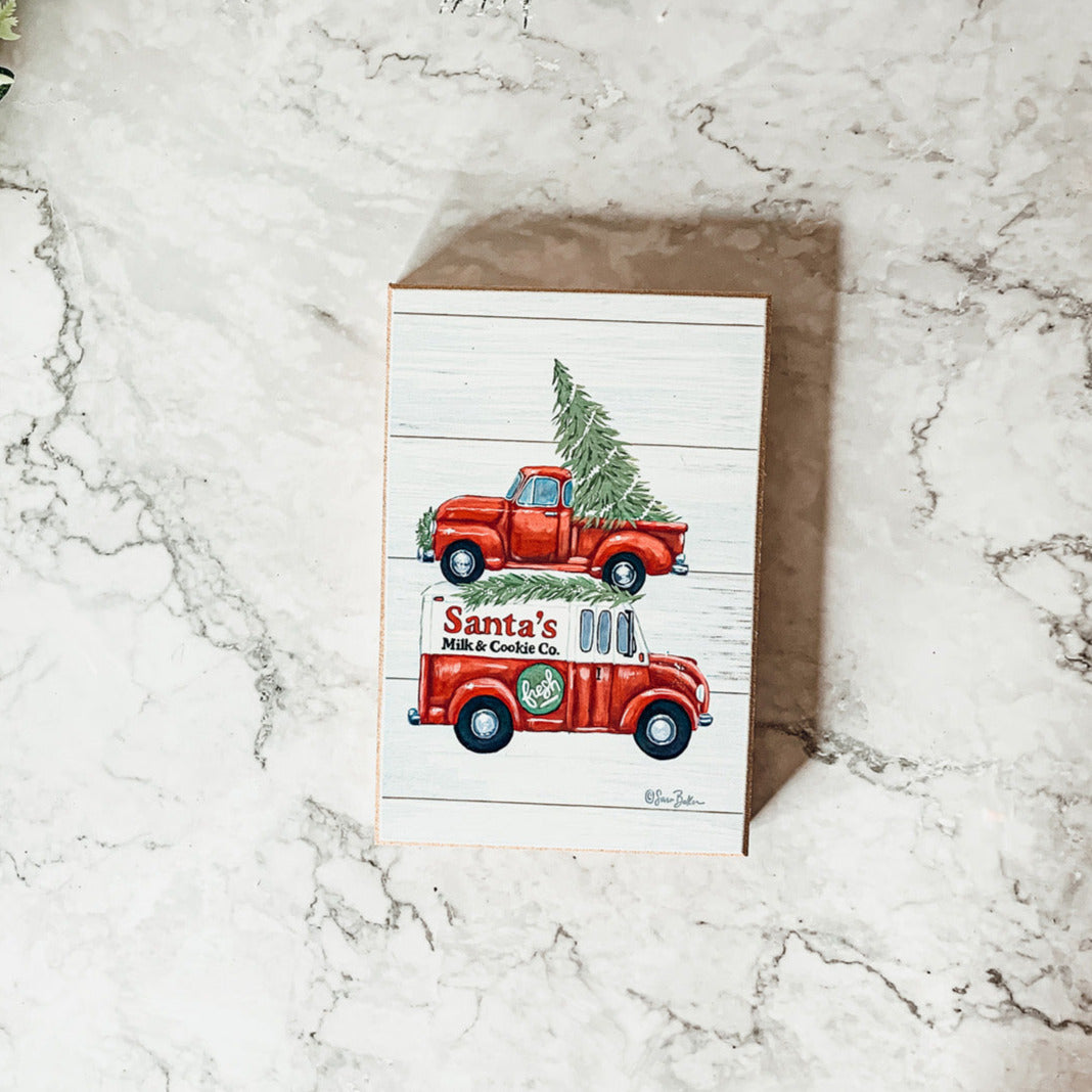 Panneau en bois « Lait et biscuits du Père Noël » – Décoration rustique de Noël pour la veille de Noël, plaque de cuisine de boulangerie festive.