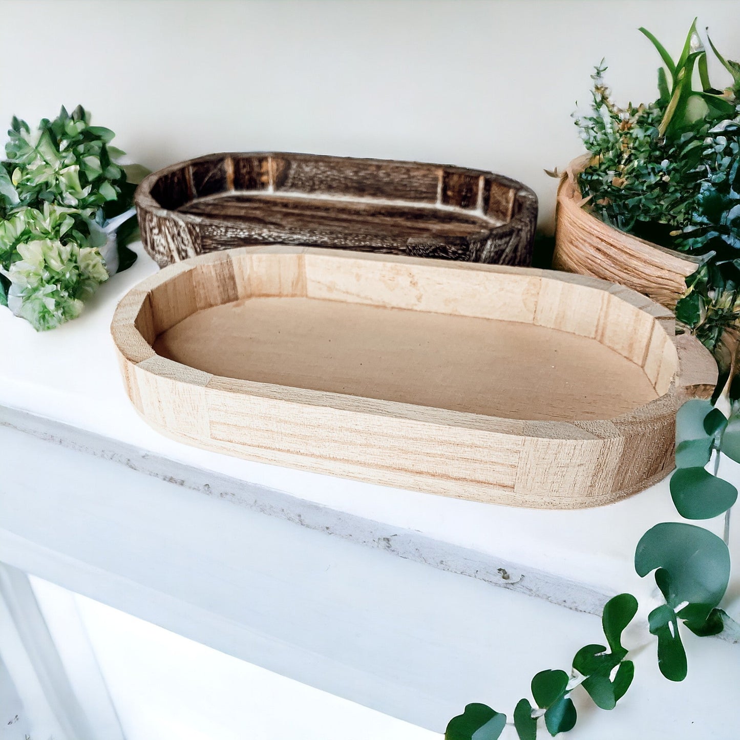 Handmade Rustic Wood Tray For Two 16oz Dispensers And Vanity Countertop Tray