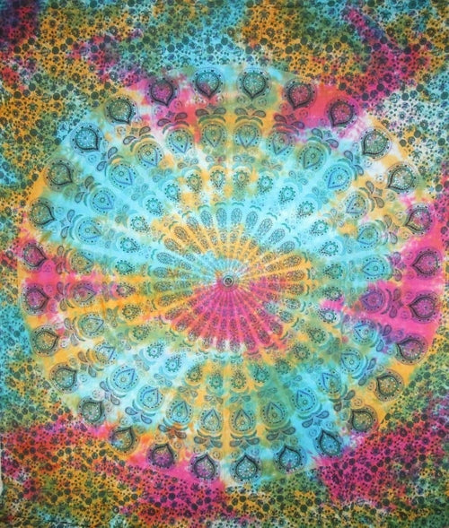 Peacock Feather Mandala Cotton Tapestry Wall Hanging