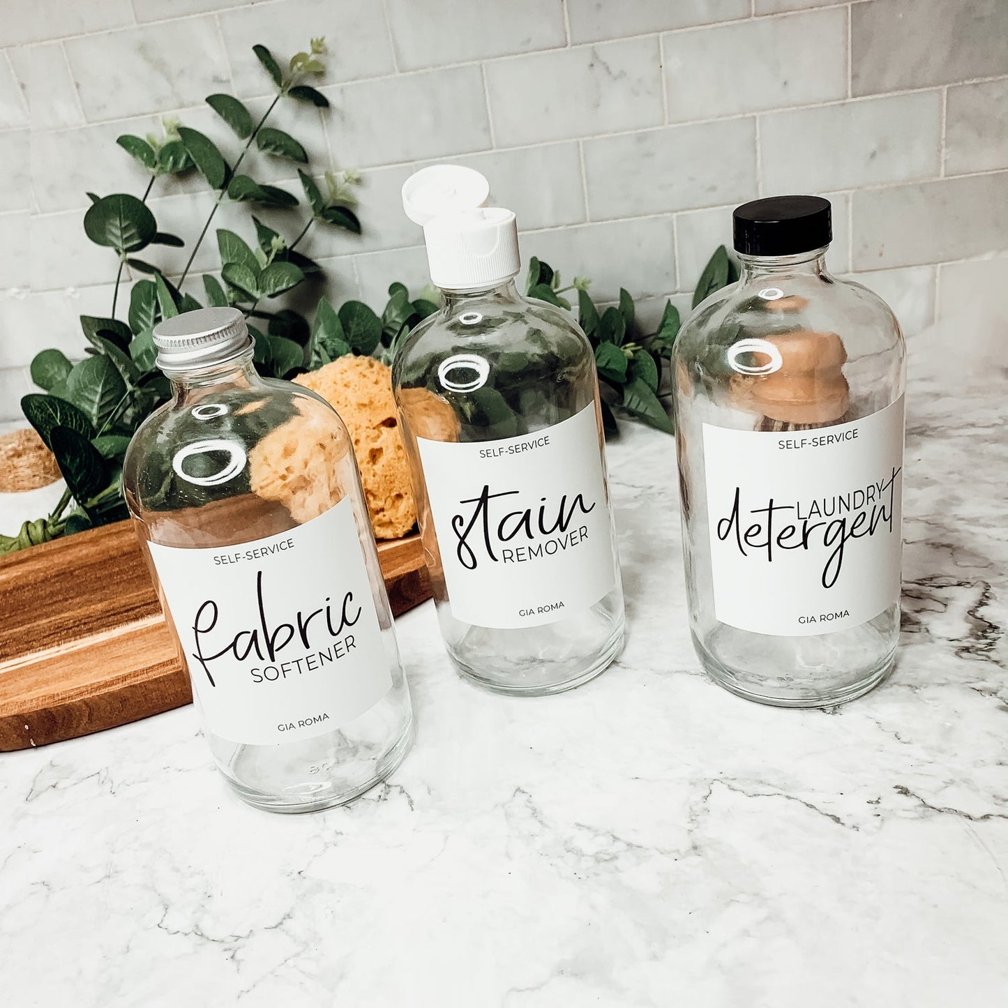 16oz Glas Boston Rundflasche Klar mit weißem Etikett – Mehrfachpackung
