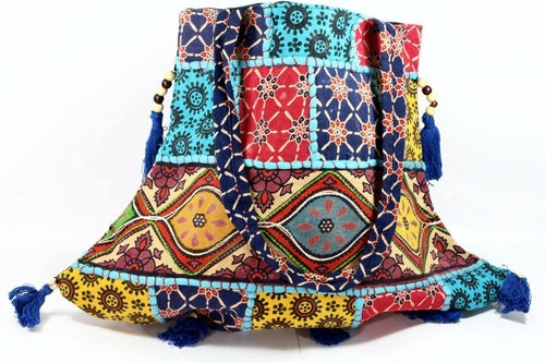 Handgemachte Baumwoll-Patchwork Festival Jhola Tragetasche Quaste