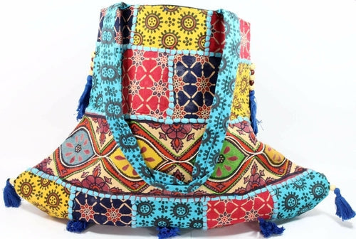 Handgemachte Baumwoll-Patchwork Festival Jhola Tragetasche Quaste