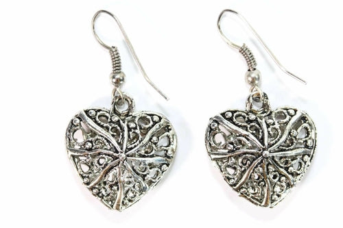 Boucles d'oreilles pendantes Cœur en filigrane, double face 3D, 3,17 cm