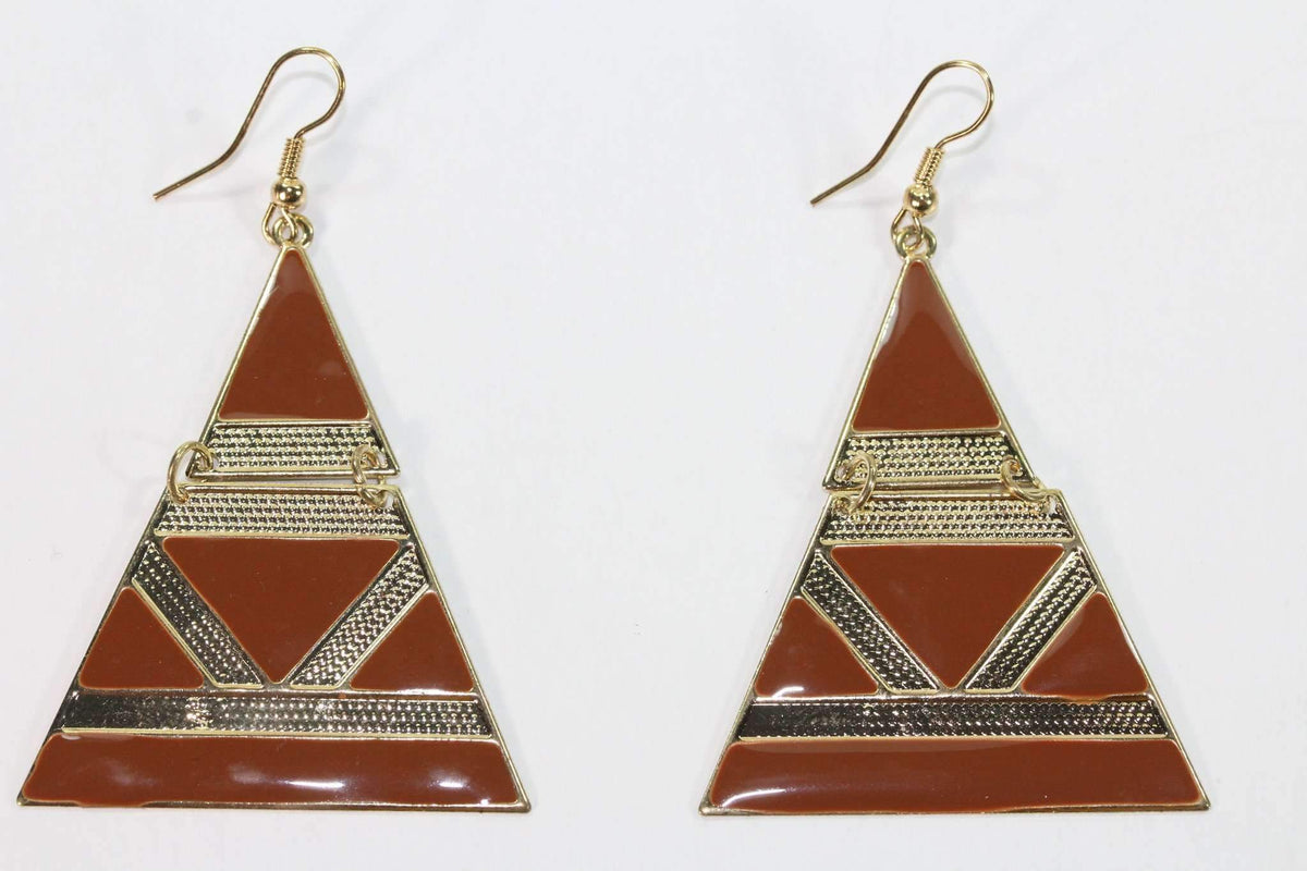 Egyptian Enamel Dangle Earrings 2.5 Inch Drop Turquoise