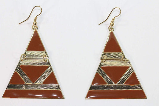 Egyptian Enamel Dangle Earrings 2.5 Inch Drop Turquoise