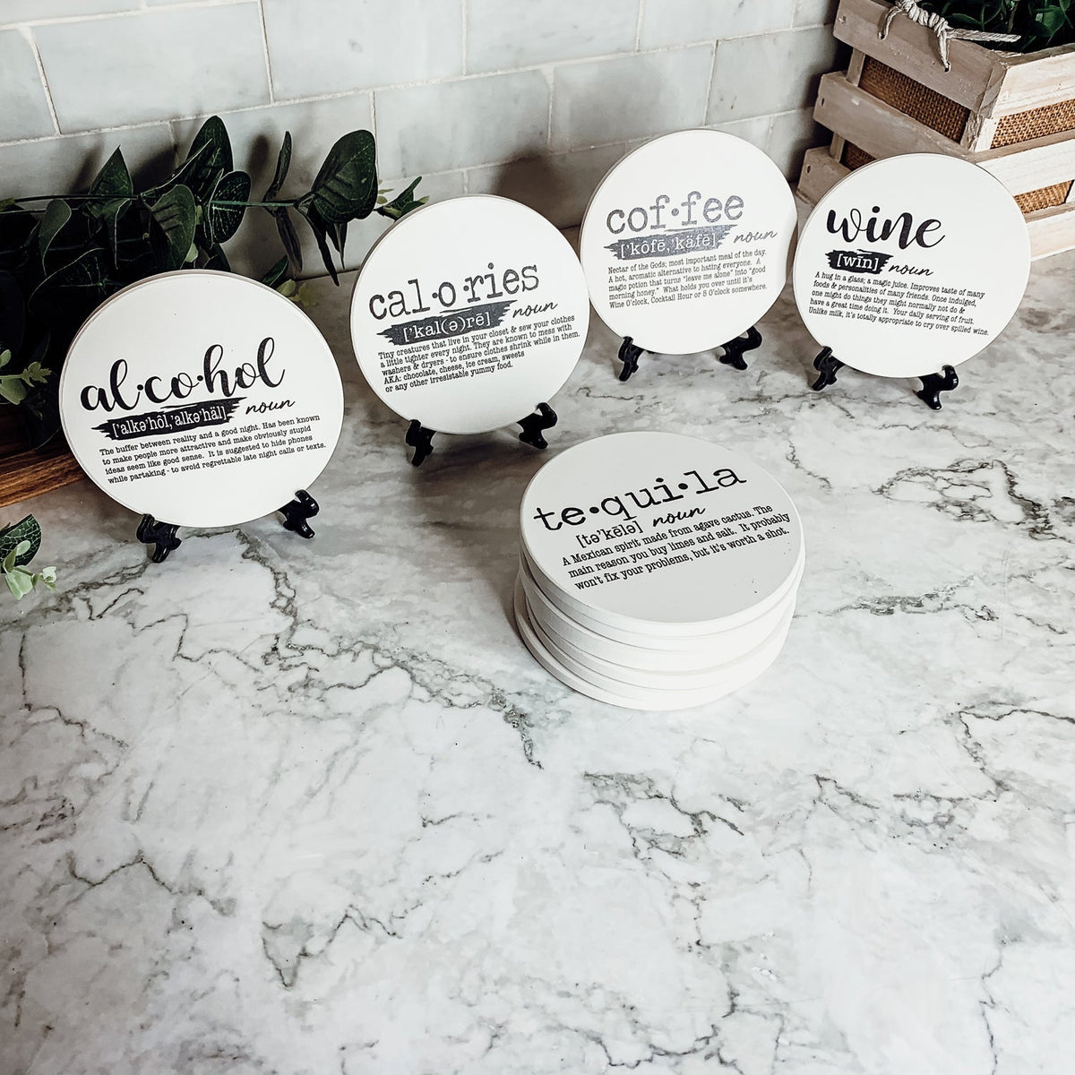 Funny Drink Definition Coasters Set Dictionary Quote Coasters For Bar And Countertop Decor