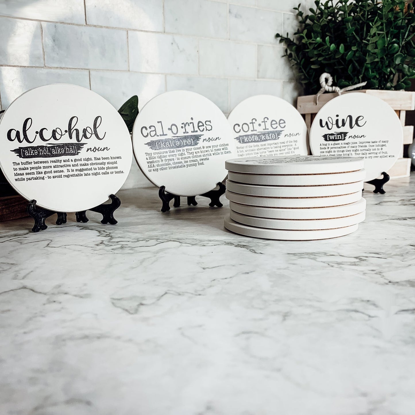Sous-verres amusants avec définition de boisson, lot de sous-verres citation de dictionnaire pour décoration de bar et de comptoir