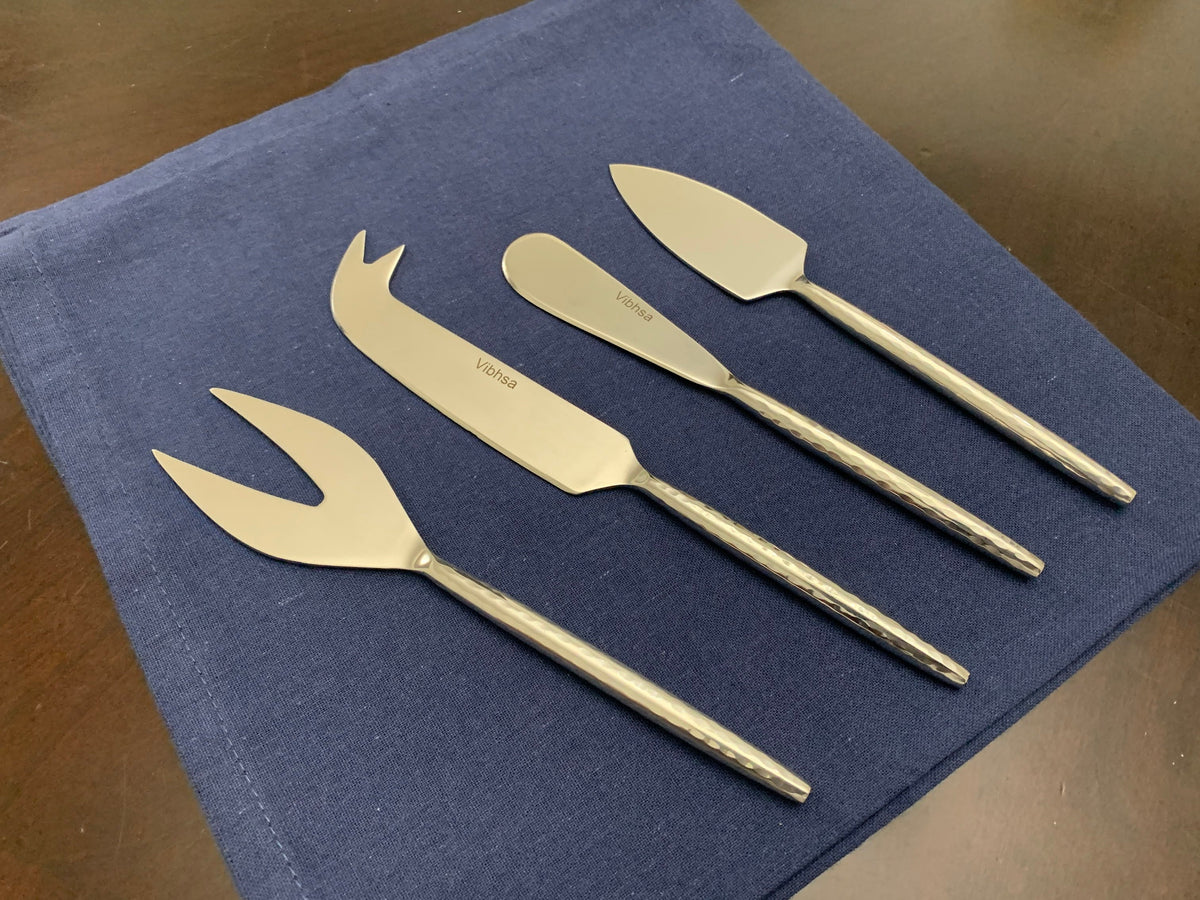 Vibhsa Silver Cheese knives set of 4 Stainless Steel