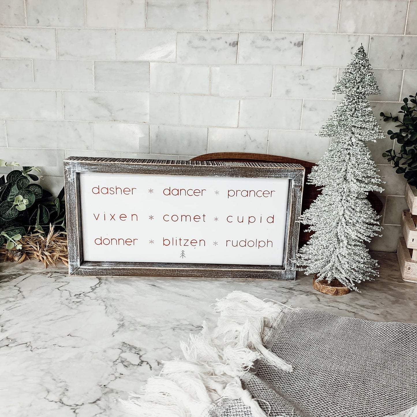 Rudolph And Friends Large Wooden Framed Embossed Christmas Sign With Metal Insert Holiday Decor