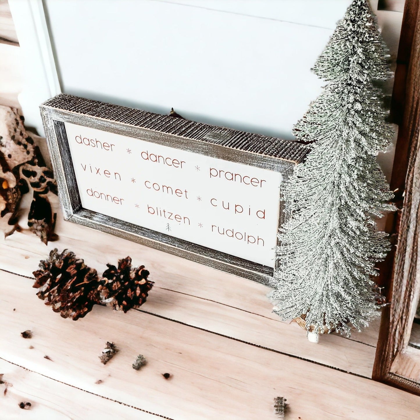 Rudolph And Friends Large Wooden Framed Embossed Christmas Sign With Metal Insert Holiday Decor