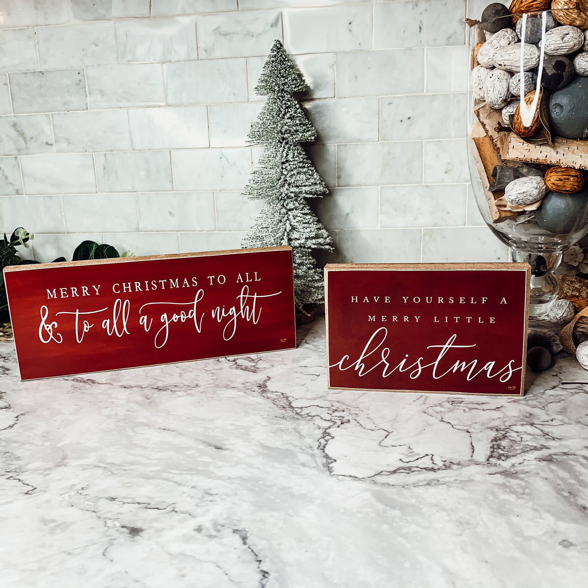 Panneau en bois de Noël 6x4x1 rouge "Have Yourself A Merry Little Christmas"