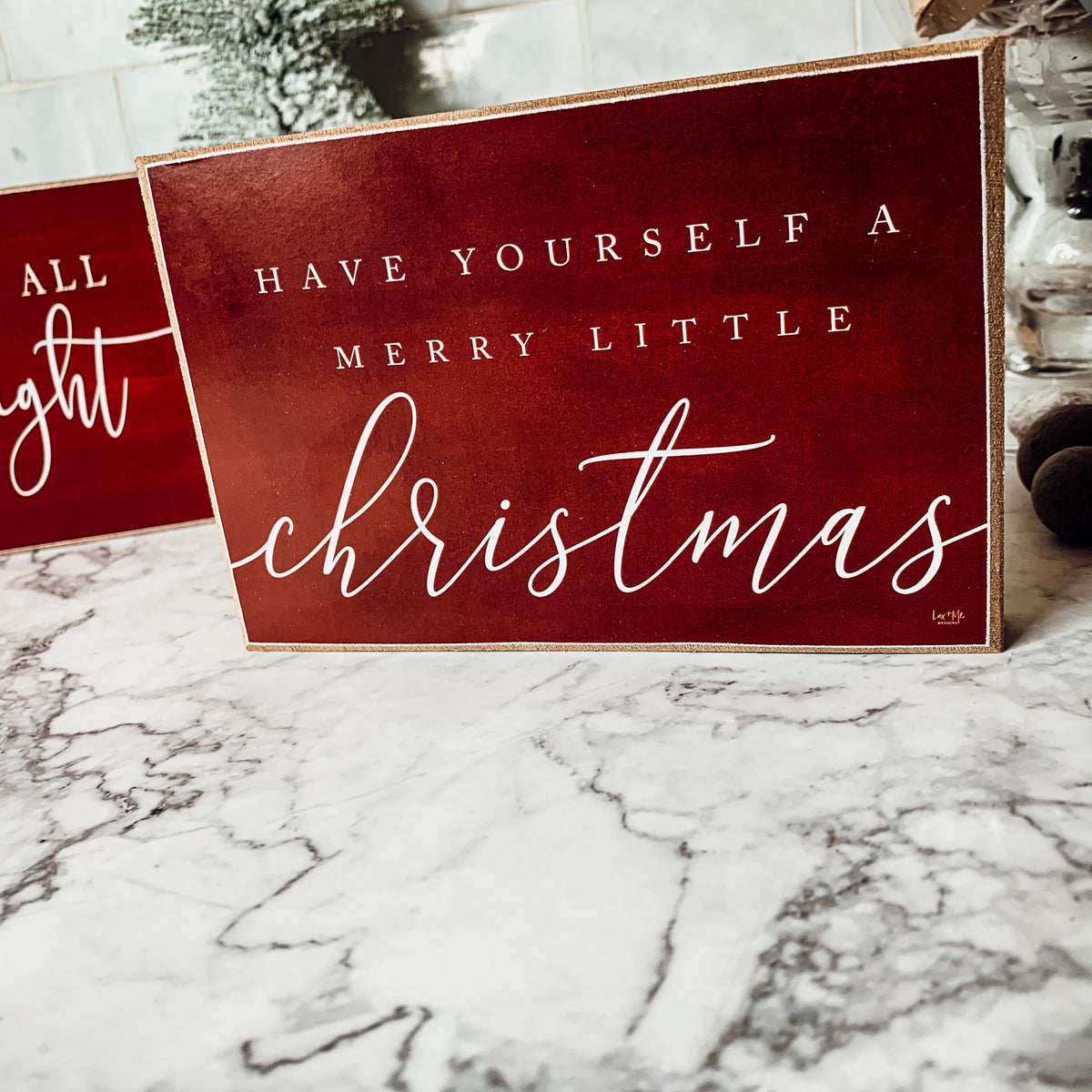 Panneau en bois de Noël 6x4x1 rouge "Have Yourself A Merry Little Christmas"