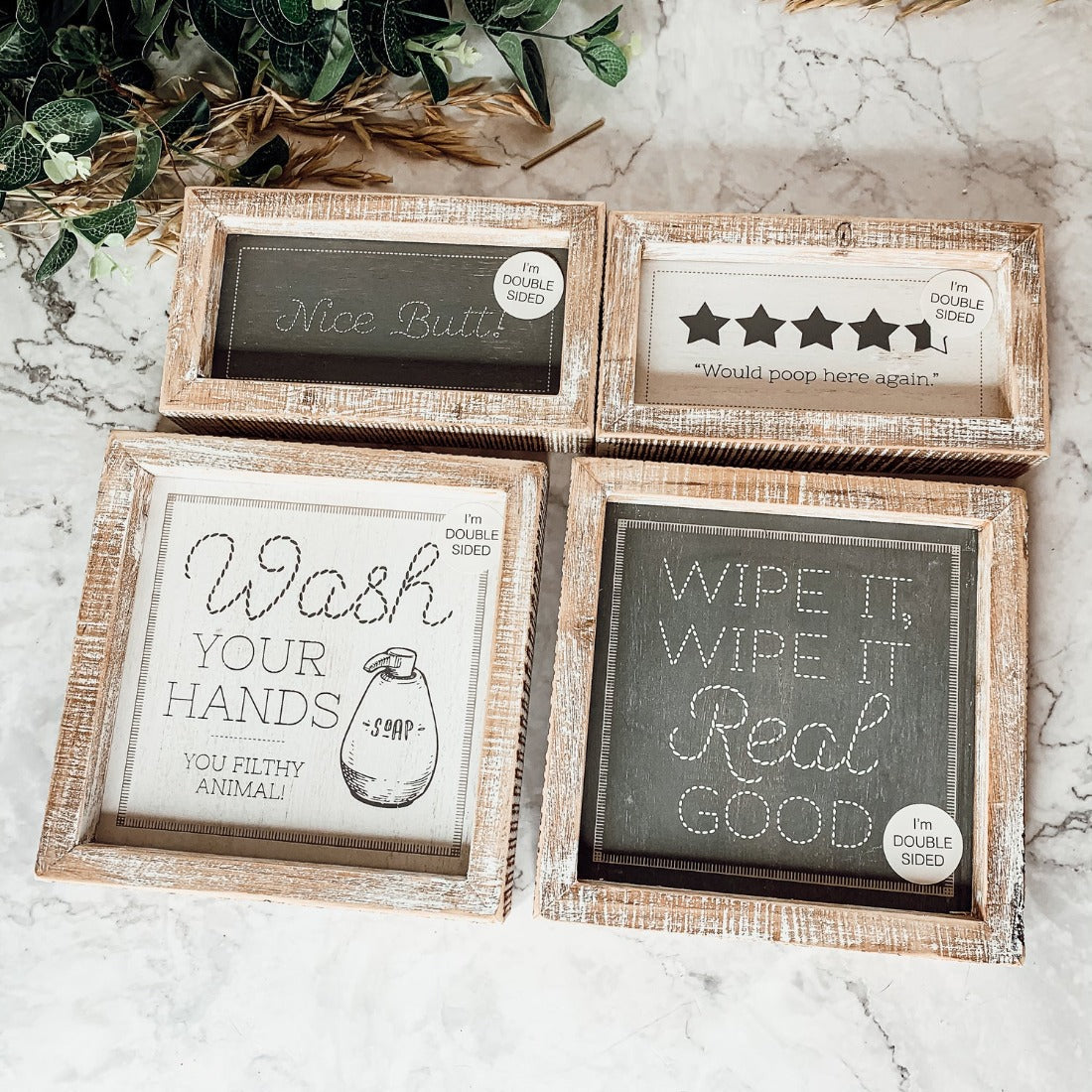 Doppelseitiges Humorvolles Badezimmer-Schild "Wipe It Real Good" Erinnerung Hände Waschen Nach Gebrauch
