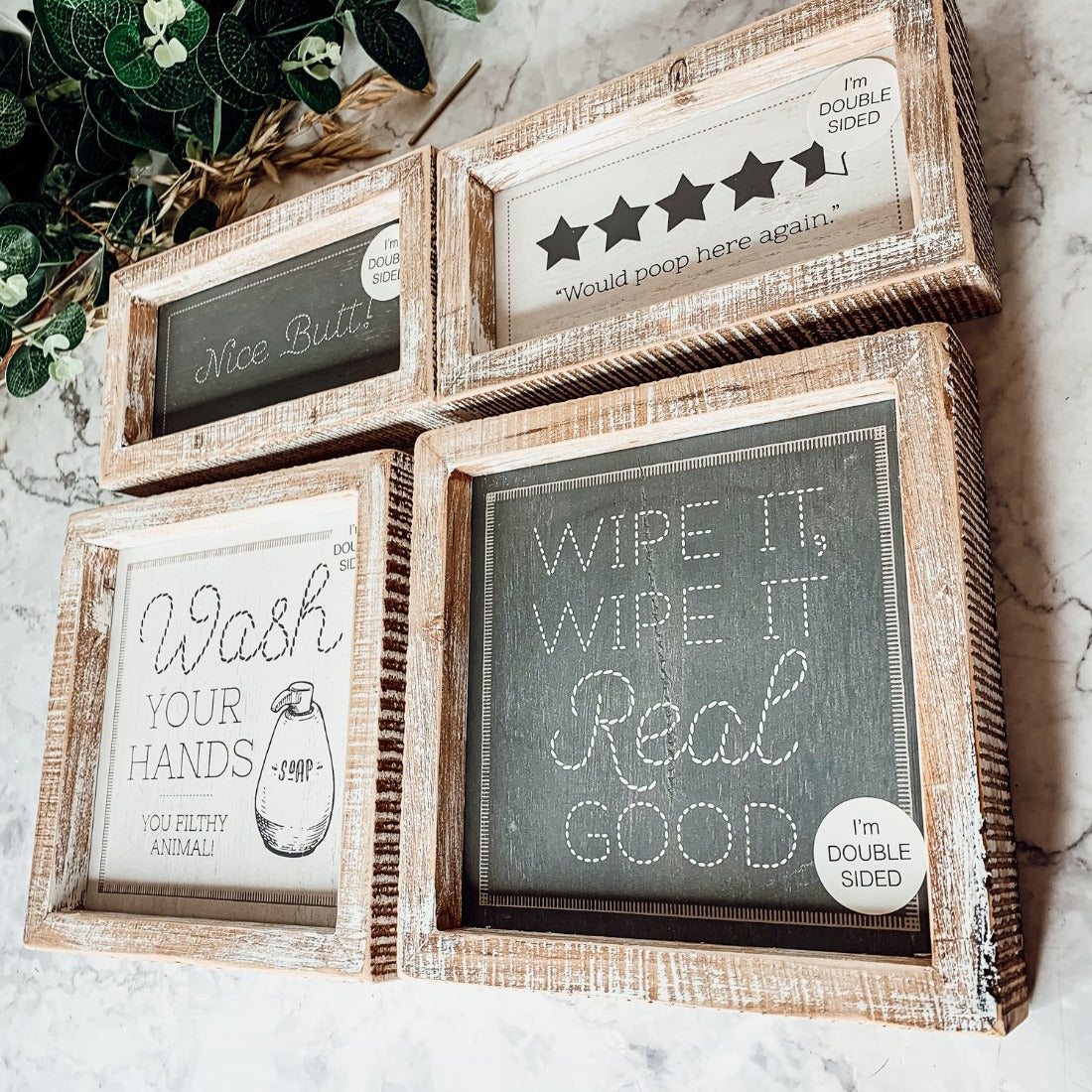 Doppelseitiges Humorvolles Badezimmer-Schild "Wipe It Real Good" Erinnerung Hände Waschen Nach Gebrauch