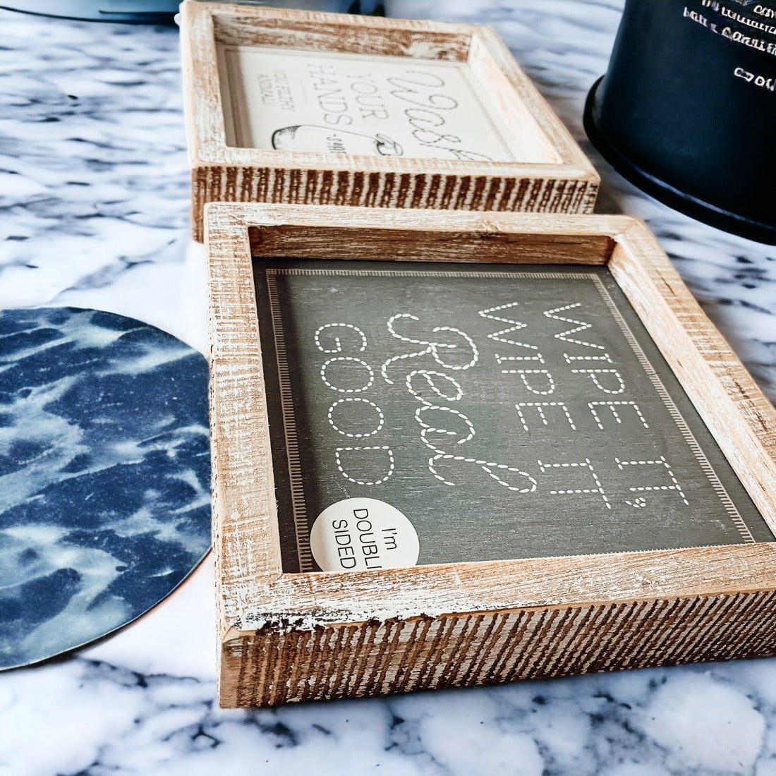 Doppelseitiges Humorvolles Badezimmer-Schild "Wipe It Real Good" Erinnerung Hände Waschen Nach Gebrauch