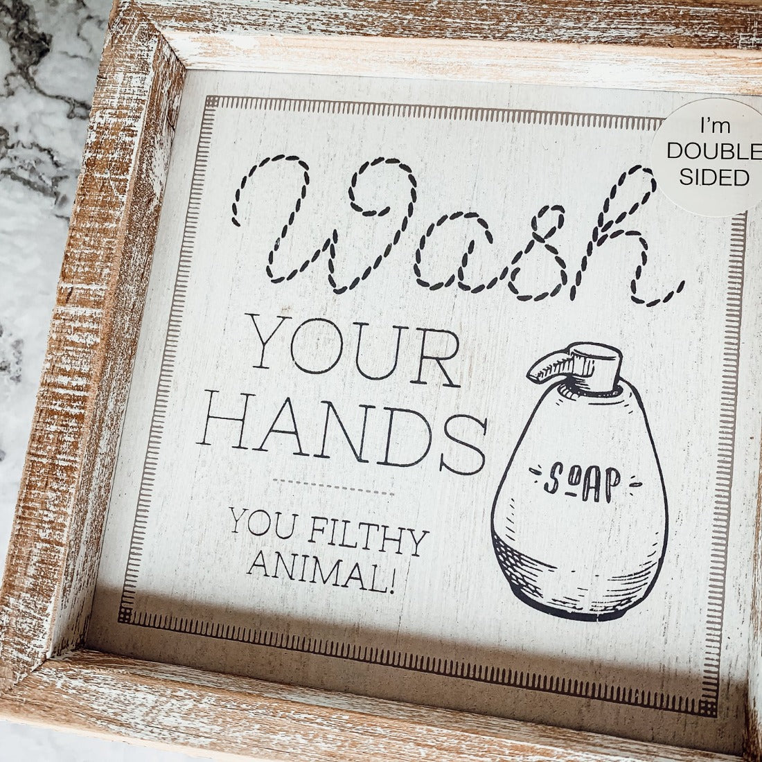 Doppelseitiges Humorvolles Badezimmer-Schild "Wipe It Real Good" Erinnerung Hände Waschen Nach Gebrauch