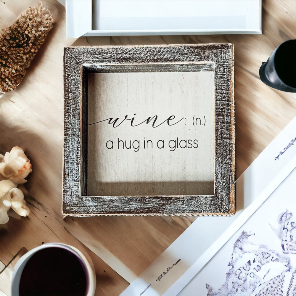 Framed Wine Sign Wall Art Rustic Home Decor For Wine Lovers Kitchen Bar Display Gift