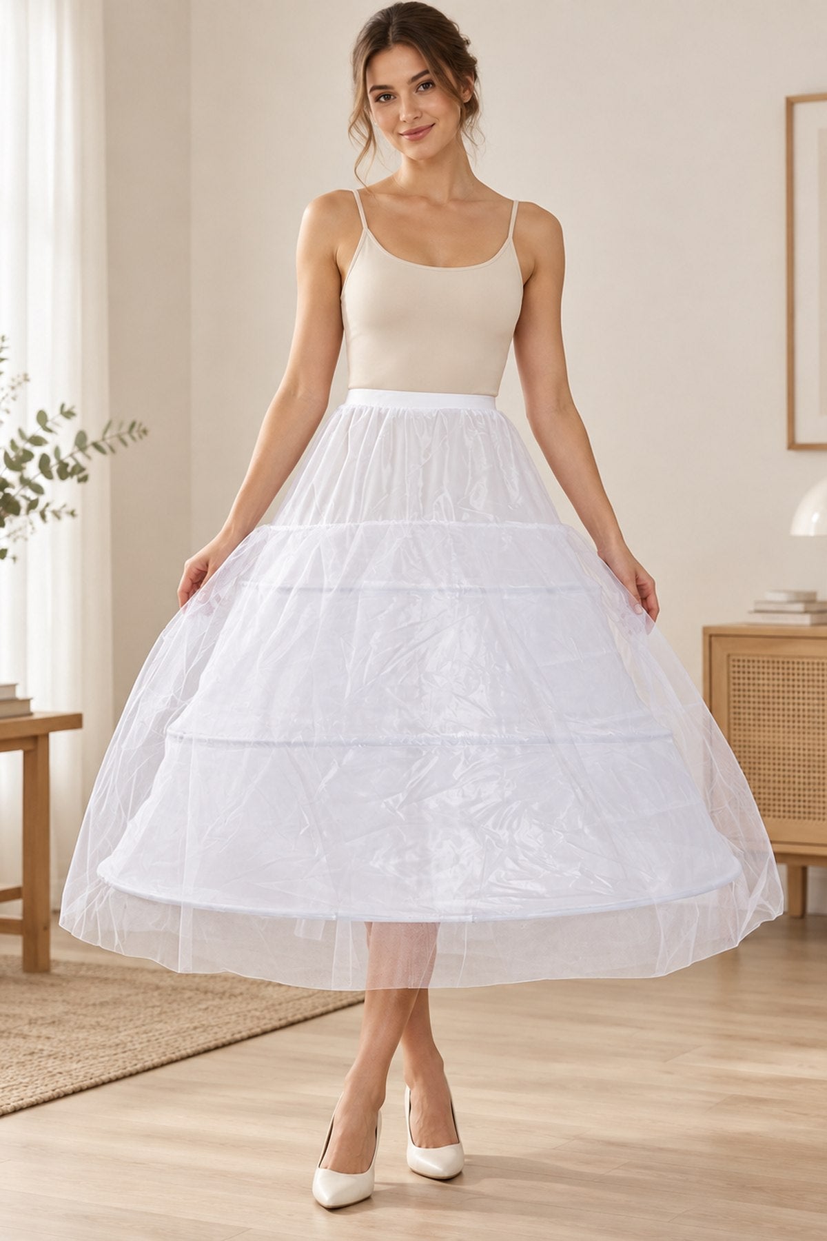 J008 Petticoat Underskirt Hoop White Petticoat Underskirt For Dress Gown
