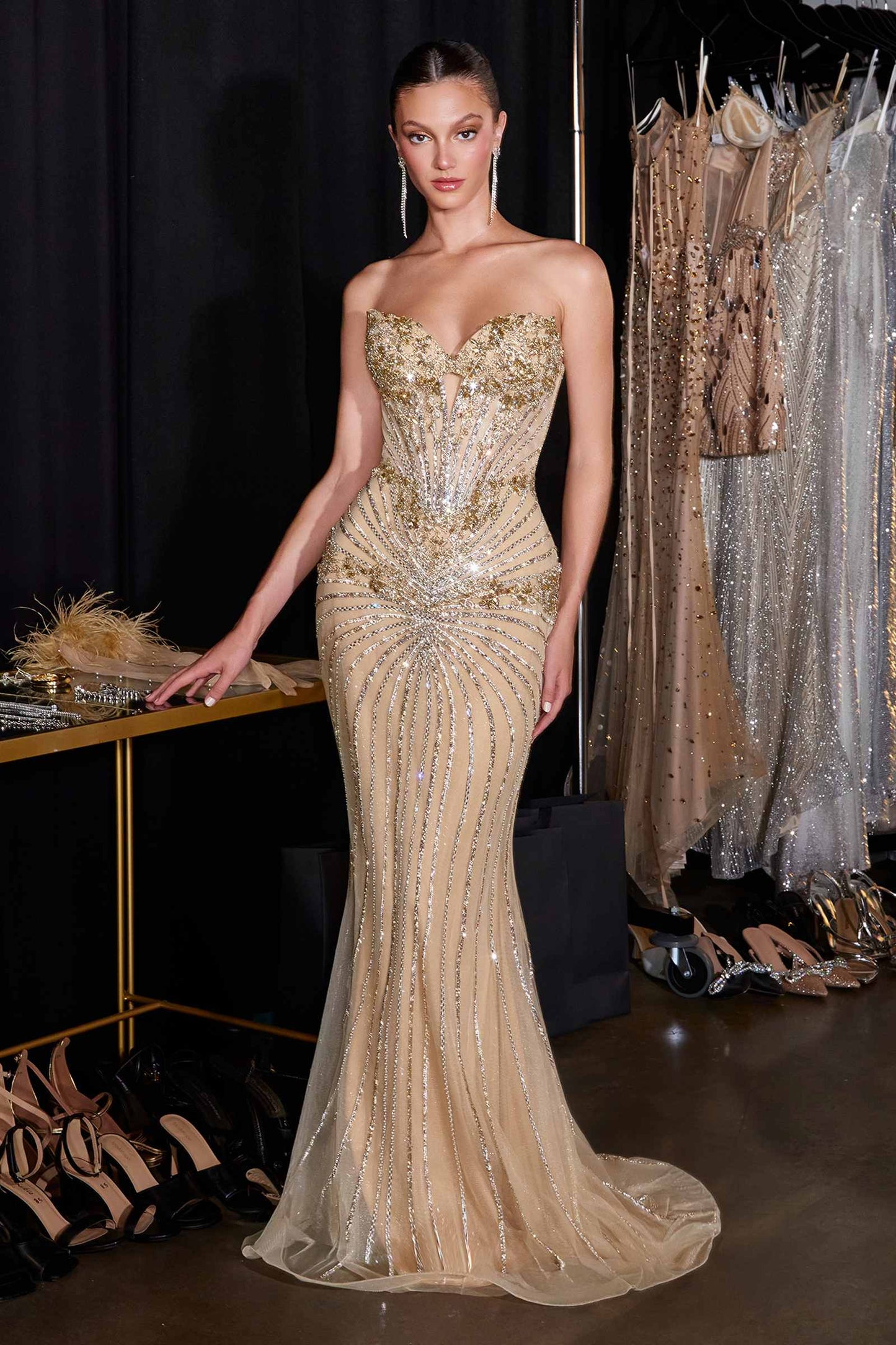 Ladivine KV1139 Strapless Sweetheart Beaded Bodice Mermaid Gown