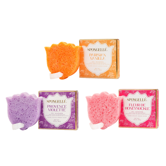 Trio de tampons exfoliants Les Fleurs pour le corps, lot de 2