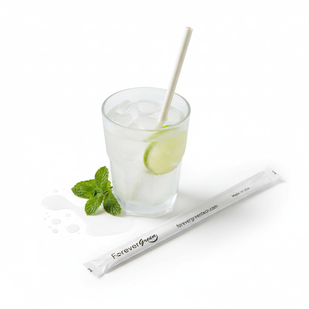 Pailles Géantes Compostables Blanches Emballées 26 cm x 0,69 cm – Paquet de 1 850