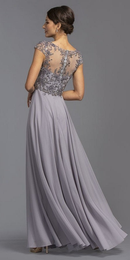CLEARANCE - Aspeed USA M2100 Illusion Bodice Beaded A-line Dress (Size L)