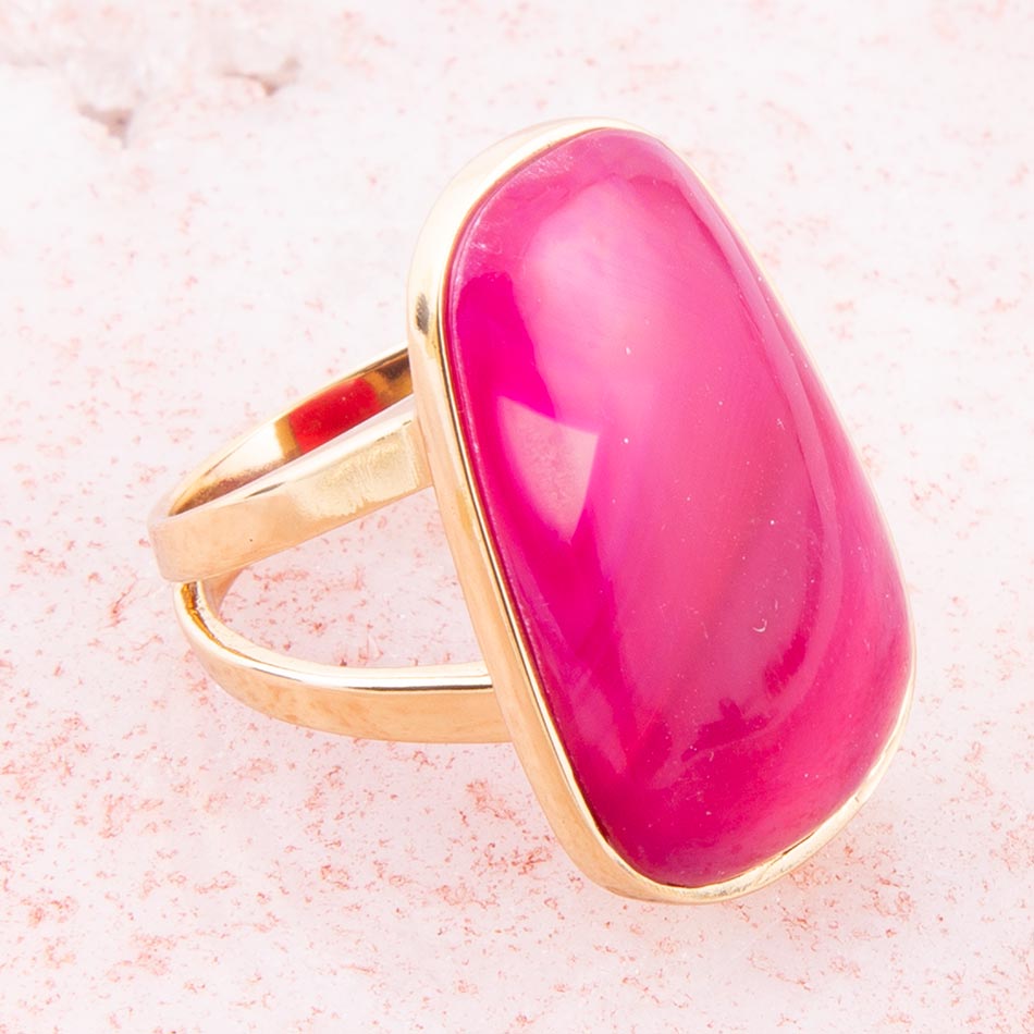 Bague Madeleine en Agate Rose Dorée