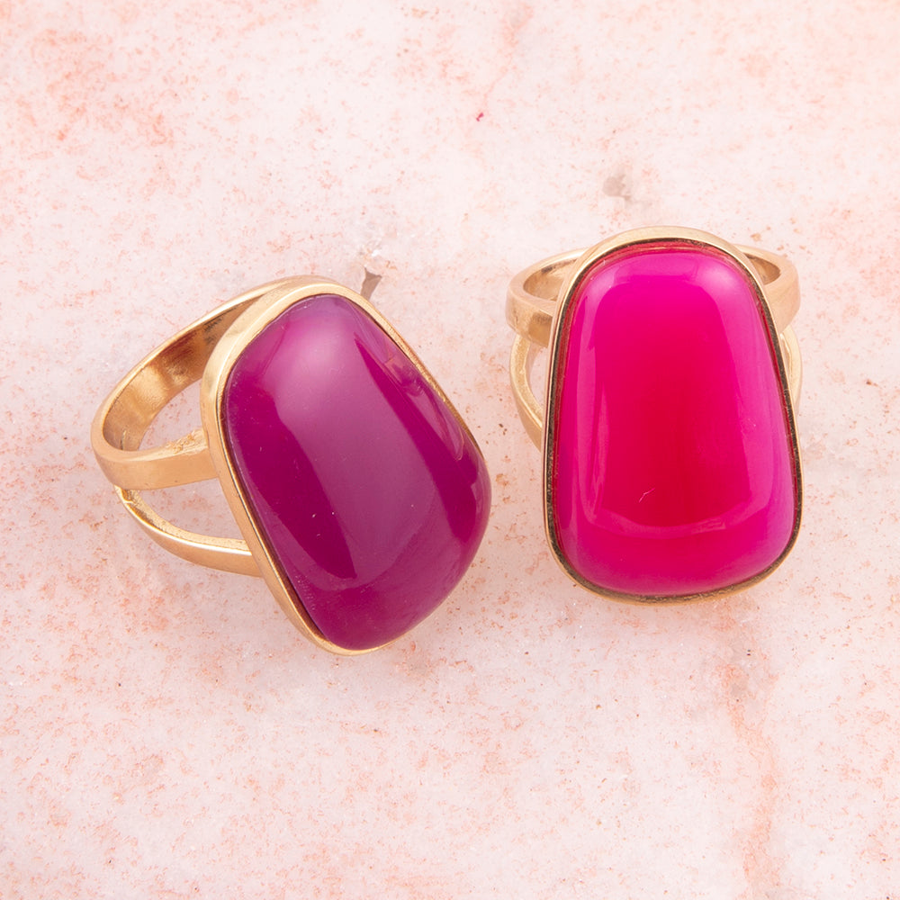 Bague Madeleine en Agate Rose Dorée