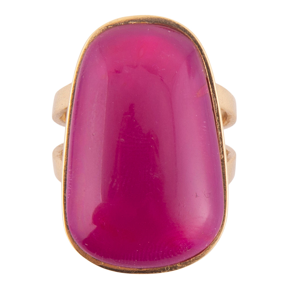 Bague Madeleine en Agate Rose Dorée