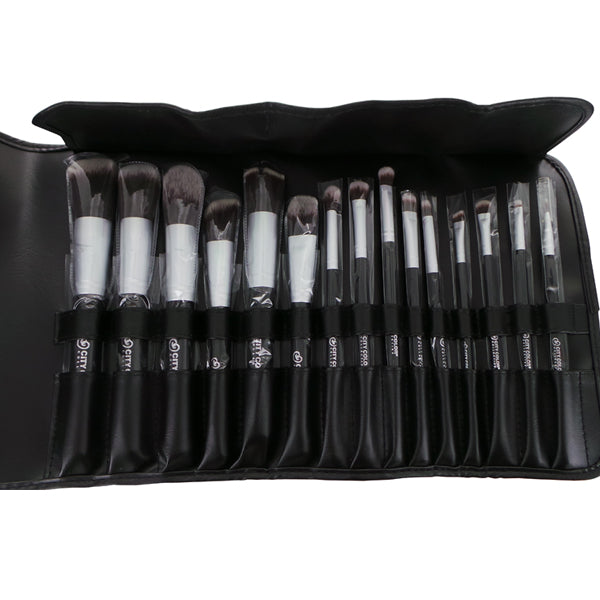 CITY COLOR 15-teiliges Synthetik-Pinselset mit Etui