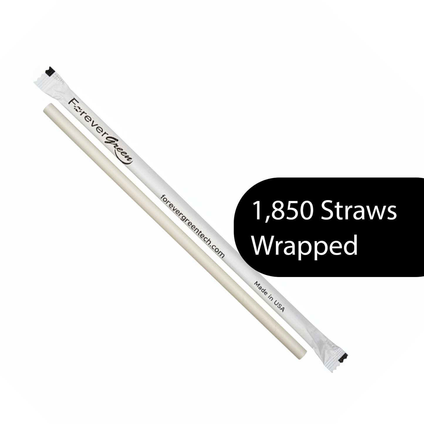 Pailles Géantes Compostables Blanches Emballées 26 cm x 0,69 cm – Paquet de 1 850