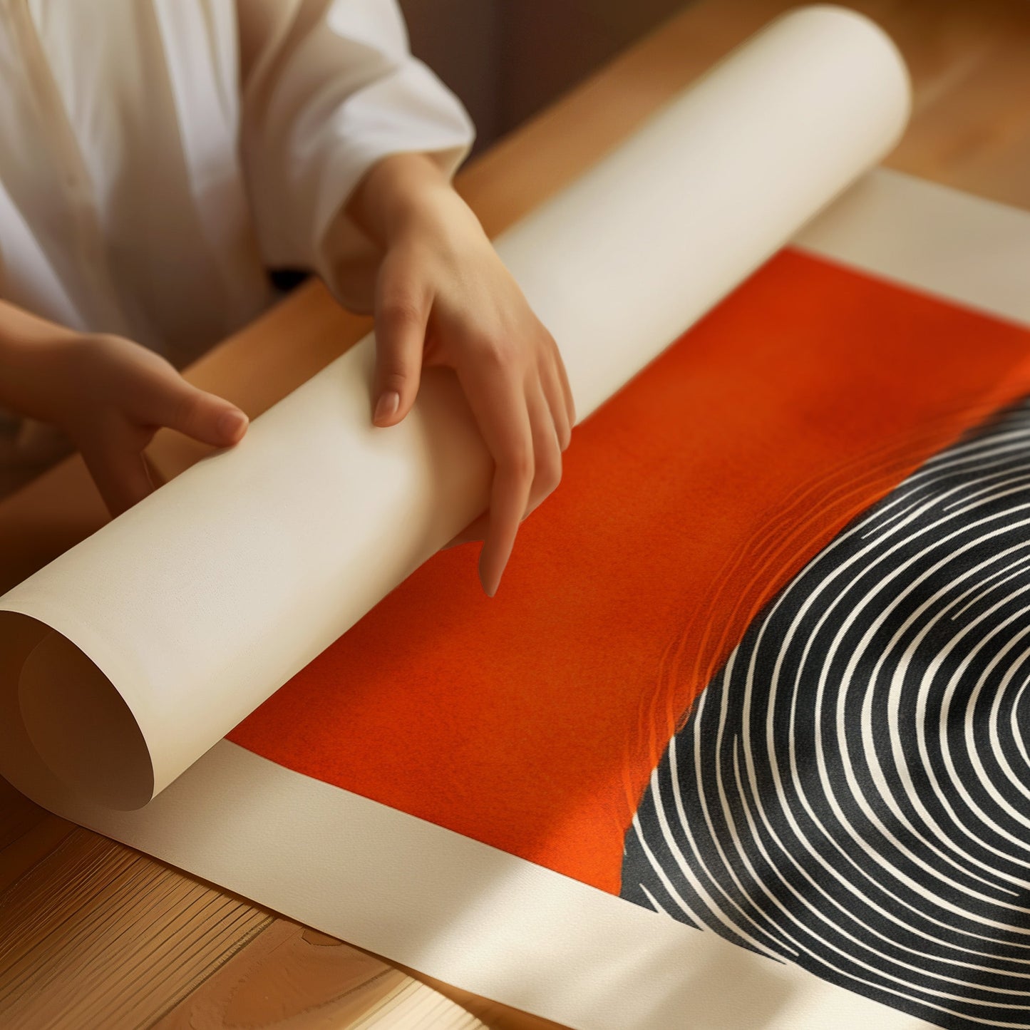 Wirbelnder Sonnenuntergang - Abstraktes Geometrisches Kunstposter