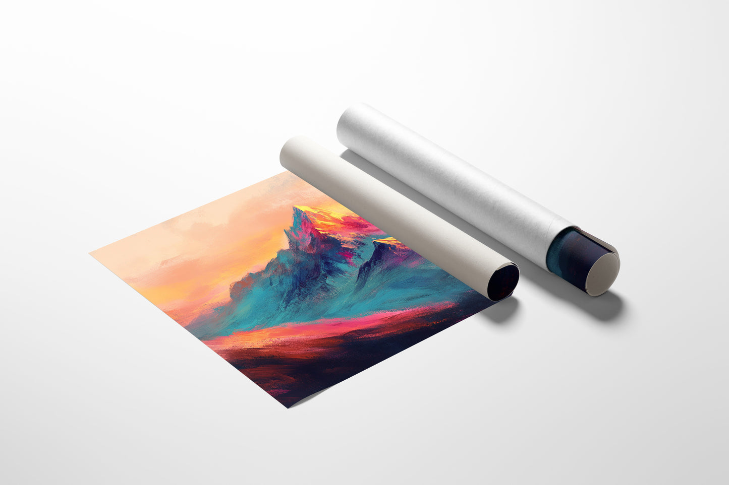Vibrant Sunset Mountain Landscape Art Print