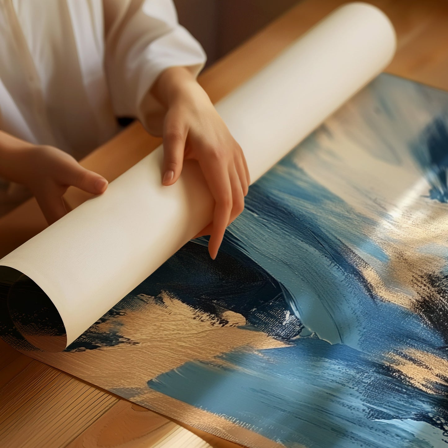 Blaue Gelassenheit - Abstraktes, vom Meer inspiriertes Leinwandbild