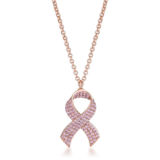 Avera Cz Pave Ribbon Necklace In Radiant Gold Finish