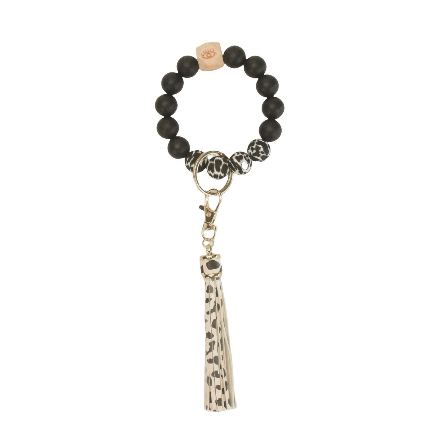 PU Tassel Keychain Women's Bag charm Silicone Beaded Keychain Wristlet Key Ring Bracelet Cute Car Key Chain Holder for Women Girls