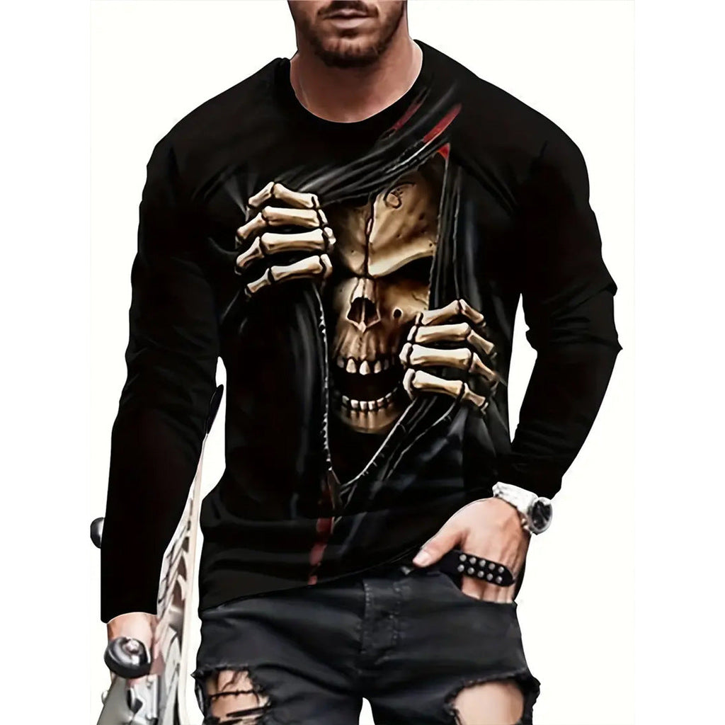 Retro 3D Printed Men's Long Sleeve Hip-hop T-shirt