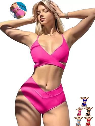 Solid Color Sash Sexy Bikini Separate Swimsuit for Women
