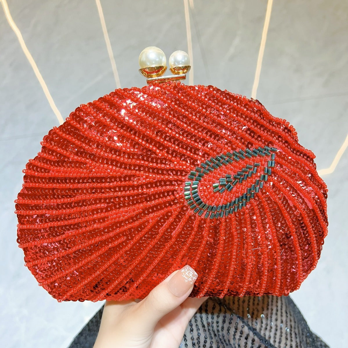 Elegant Retro Craft Beaded Evening Bag – Stylish Clutch Purse for Prom, Party, and Special Occasions