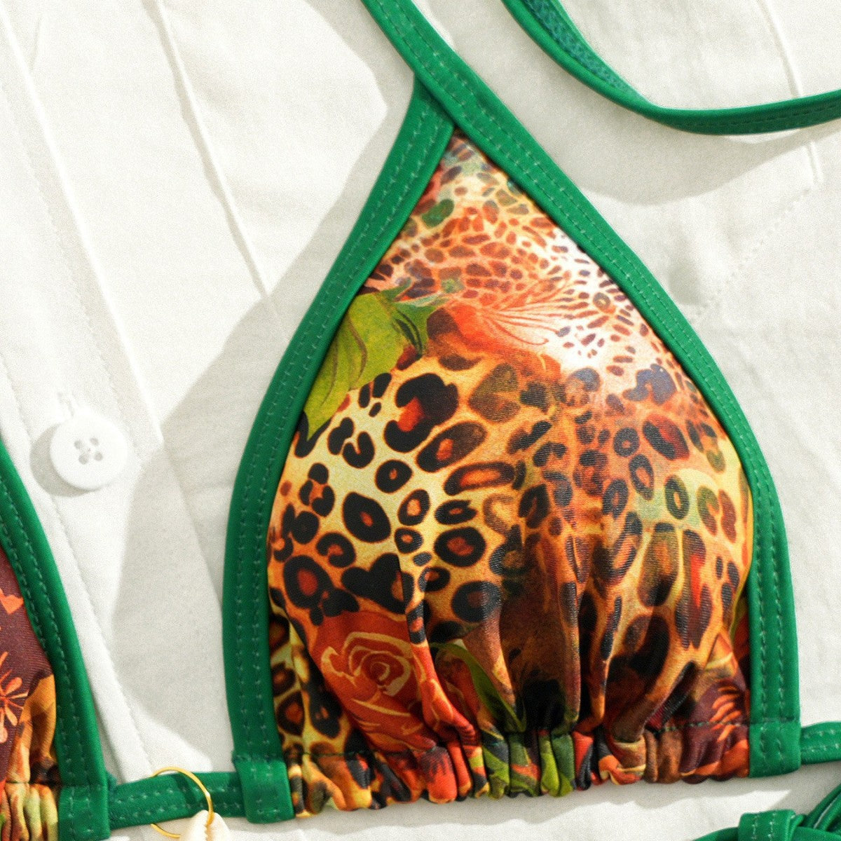 Women's Swimsuit Double Layer Fabric Floral Sexy Strappy Bikini Push Up for Small Bust