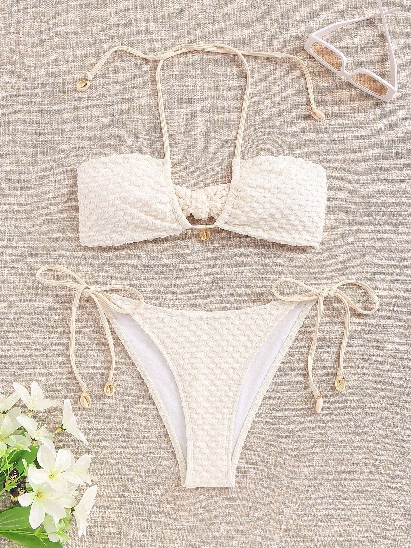 Women's Bikini Two Piece Swimsuit Shell Minimalist Swimsuit Set