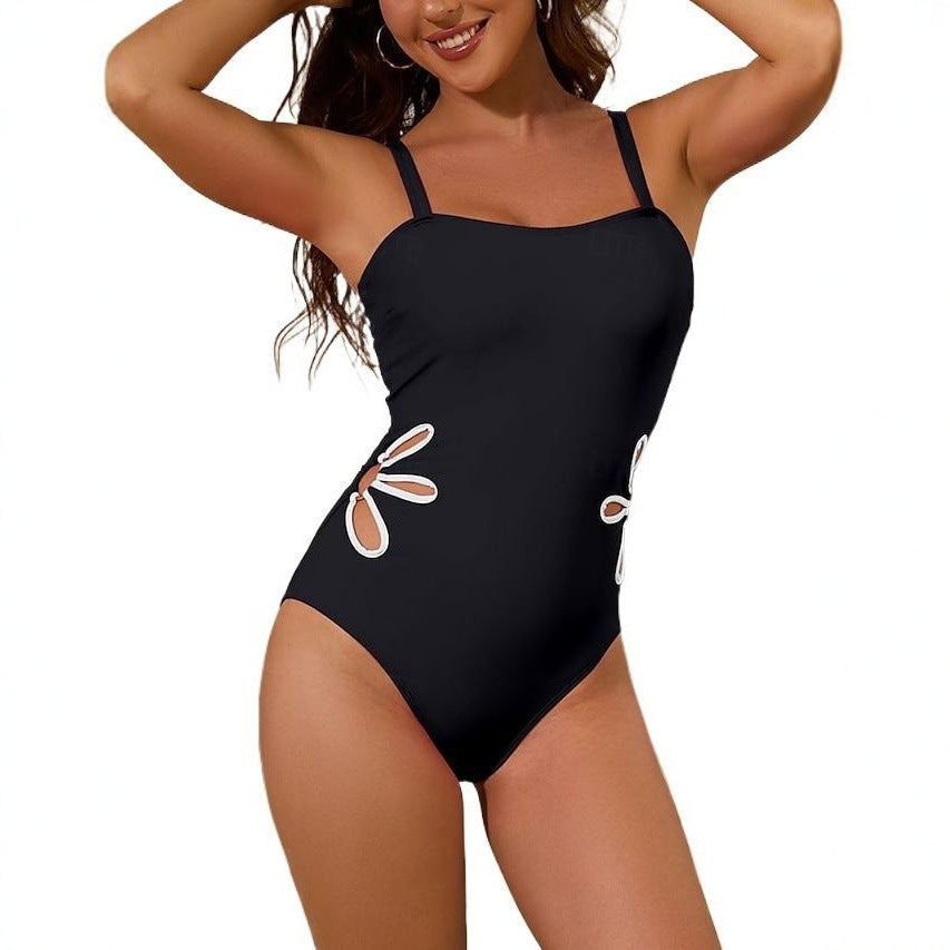 Girls Hollow Out Flower One Piece Swimsuit Sun Protection Swimwear Bathing Suit