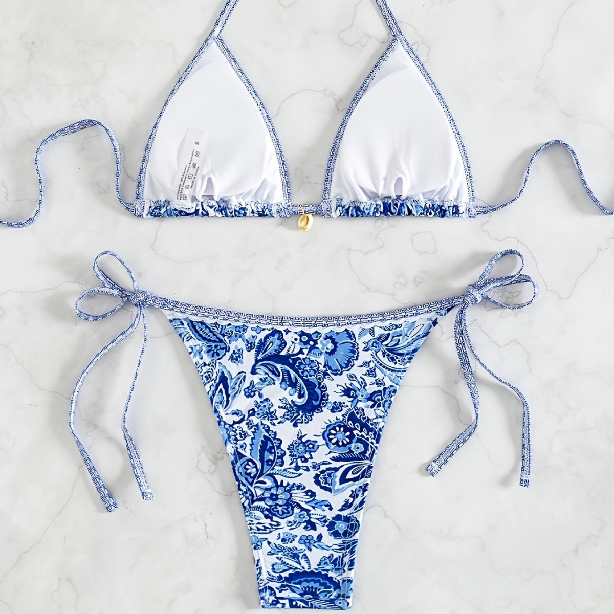 Printed Two-Piece Bikini Set with Adjustable Straps Women's Swimsuit