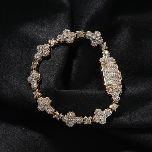 10mm Micro-inlaid Cruciate Flower Bracelet
